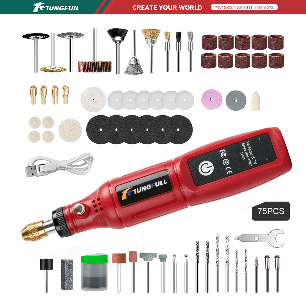 Jewelry Making Drill - Outil rotatif sans fil TUNGFULL 3.7V,