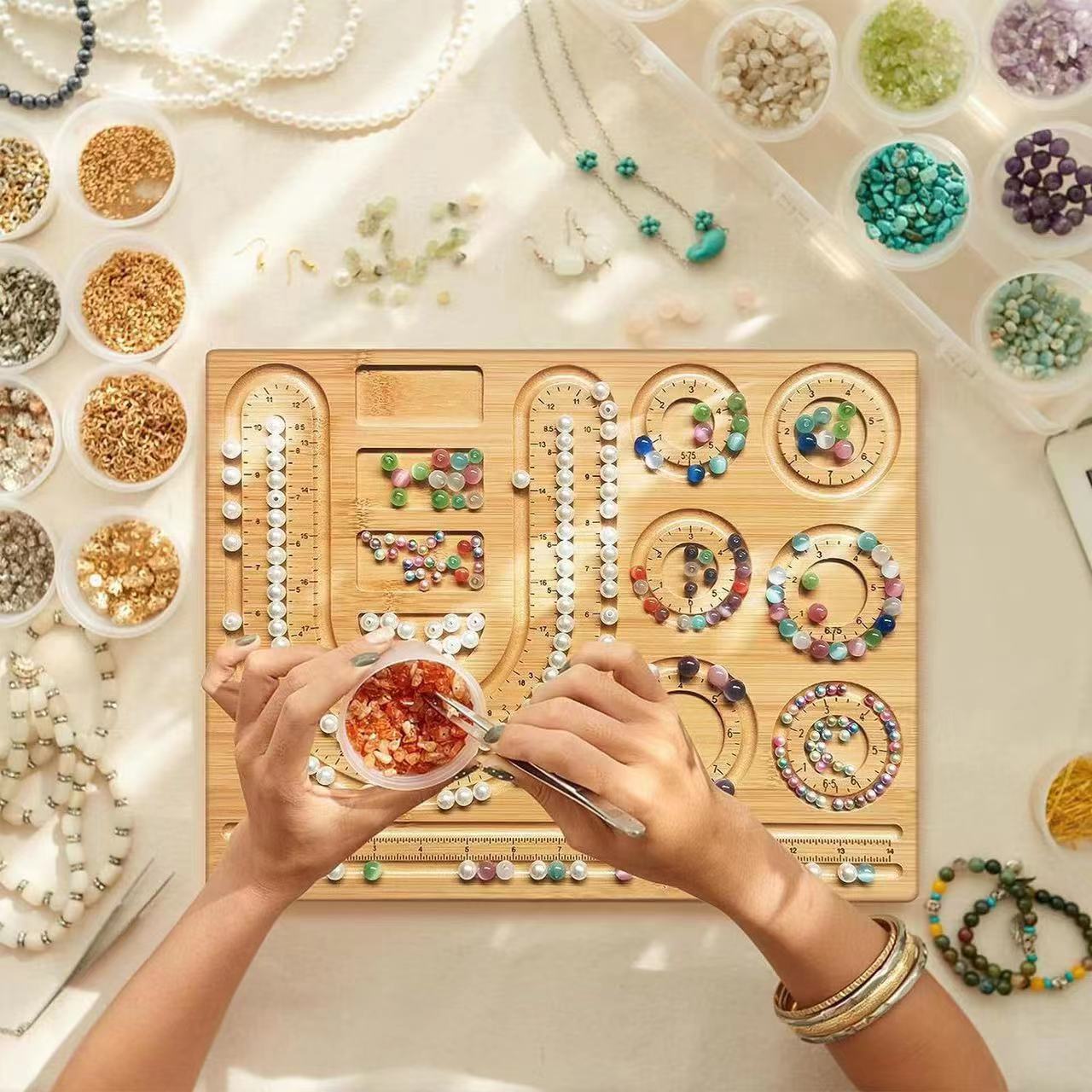 Jewelry Making Board - Plateau de perles floqué en bois,